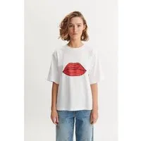 Basic Apparel Basic Apparel T-Shirt RAJA RED LIP aus Bio-Baumwolle GOTS, Weiß (bright) white (red) lip, – Produktbild 1 von 1