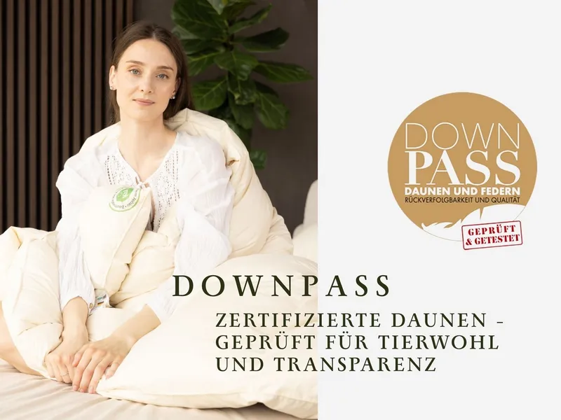 Vitaschlaf Gänsedaunenbettdecke Vitaschlaf® BIO-LUXE-KBA Bettdecken für Sommer Winter Ganzjahresdecke, Füllung: 100% Gänsedaunen, Bezug: 100% BIO-Baumwolle, Bettdecke 135x200 cm, 155x220 cm und weitere Größen, Beige, – Produktbild 3 von 6