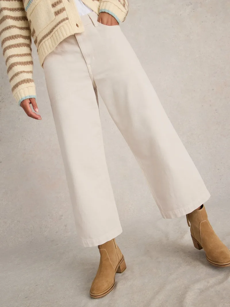 White Stuff 7/8-Jeans Tia mit weitem Bein - 34/R, Naturweiß, – Produktbild 1 von 4