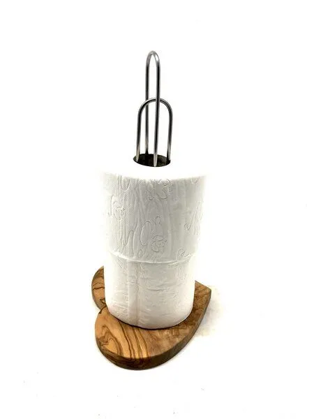 Olivenholz erleben Olivenholz erleben WC-Rollenhalter KLASSIK & DESIGN mit Sockel in Herzfrom aus Olivenholz – Produktbild 7 von 7