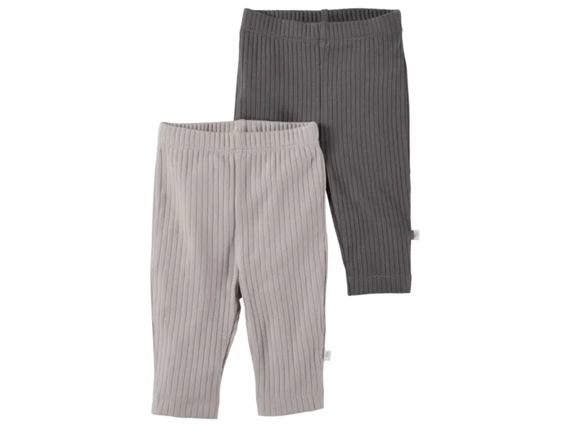 HANS NATUR Baby und Kinder Leggings Bio-Baumwolle 2er Set grau-greige Gr. 62/68, Grau, – Produktbild 1 von 2