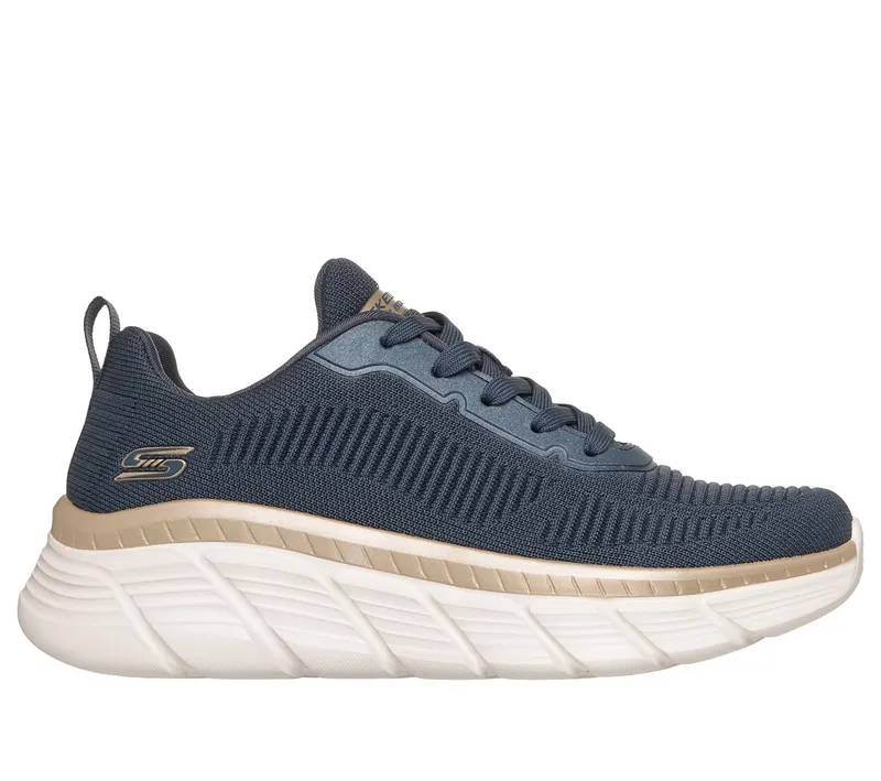 Skechers Skechers BOBS B FLEX HI-FLYING HI Sneaker, Trainingsschuh, Schnürschuh, Freizeitschuh in veganer Verarbeitung, Blau|goldfarben, – Produktbild 4 von 5