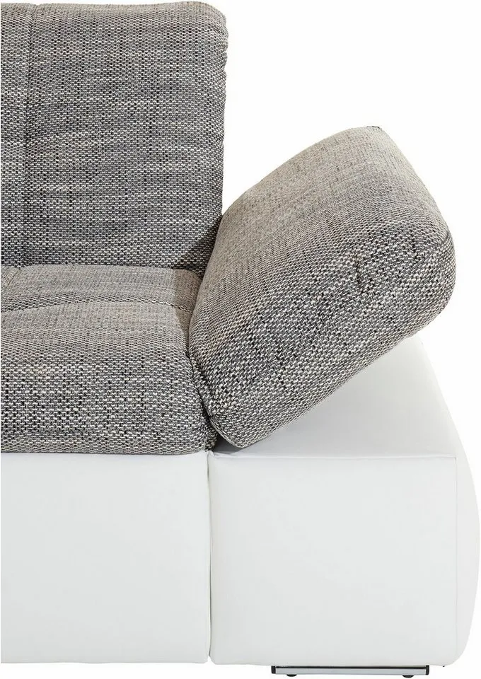 DOMO collection Ecksofa MORIC 300x172 cm, XXL-Sofa mit viel Platz, L-Form, auch in Cord, wahlweise mit Bettfunktion und Armteilverstellung, Grau|weiß, – Produktbild 8 von 8