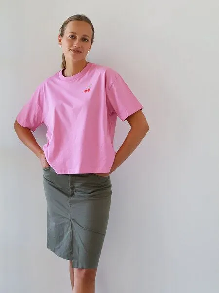 Kultgut Kultgut Artdesign - Shirt 100% Biobaumwolle - Boxiform- /Ciao, Pink, – Produktbild 2 von 4