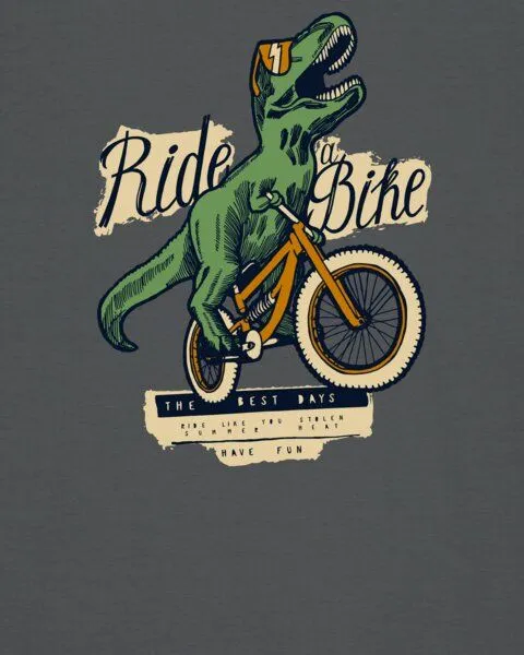 watapparel watapparel T-Shirt Unisex T-Rex Fahrrad, Anthracite, – Produktbild 3 von 4