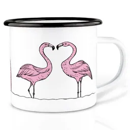 LIGARTI Emailletasse »Flamingoparade« von LIGARTI | 300 oder 500 ml | handveredelt in Deutschland | Cup, Kaffeetasse, Emaillebecher, Camping Becher – Produktbild 1 von 1