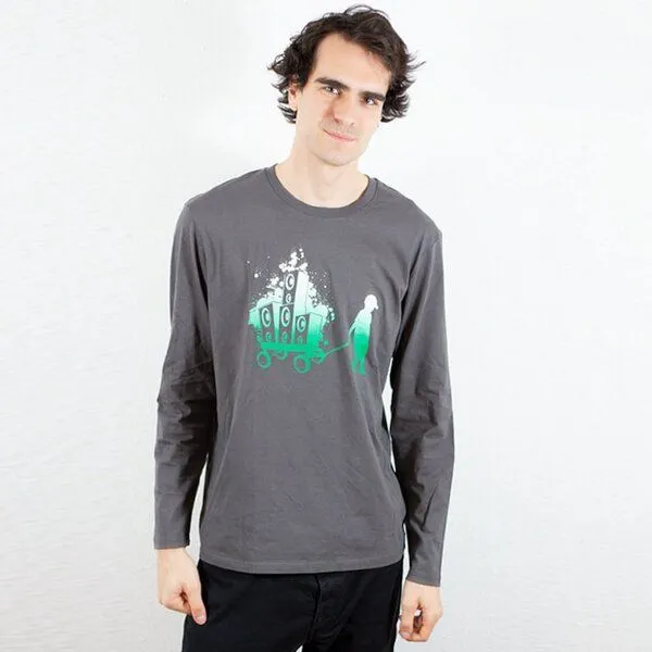 Spangeltangel Spangeltangel Langarmshirt, "Boxenbernd" grau, Herren, Siebdruck, Grau, – Produktbild 2 von 4