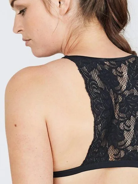 erlich textil erlich textil Mathilda bügelloses Bustier mit Spitze aus weichem Modal, Schwarz, – Produktbild 2 von 5