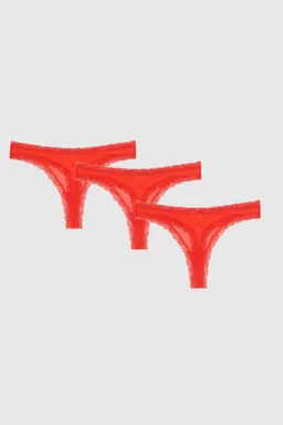 Understatement Understatement Damen vegan Multipack Mesh Lace Trim Thong Fiery Red – Produktbild 1 von 1