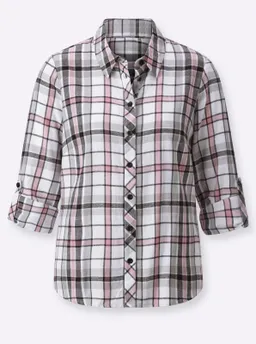 Witt Flanellbluse ecru-altrosa-kariert – Produktbild 1 von 1