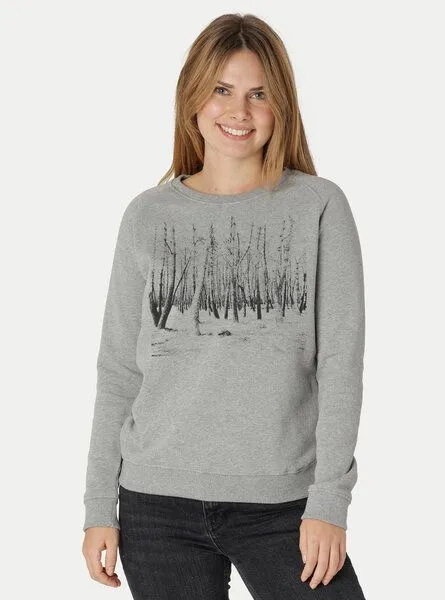 Peaces.bio - handbedruckte Biomode Peaces.bio - handbedruckte Biomode Damen Sweatshirt Woodland, Hellgrau, – Produktbild 2 von 2