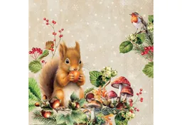 Ambiente Luxury Paper Products Papierserviette, Servietten Papier 33x33cm 3-lagig mit Eichhörnchen Motiv 20 Stück – Produktbild 1 von 1
