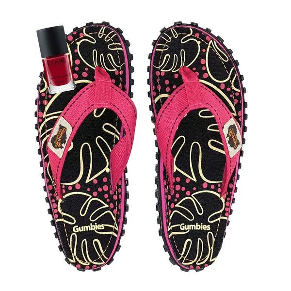 Gumbies Gumbies Set - Nachhaltiger Zehentrenner mit veganem Nagellack, Set schwarz/pink (pink), – Produktbild 1 von 4