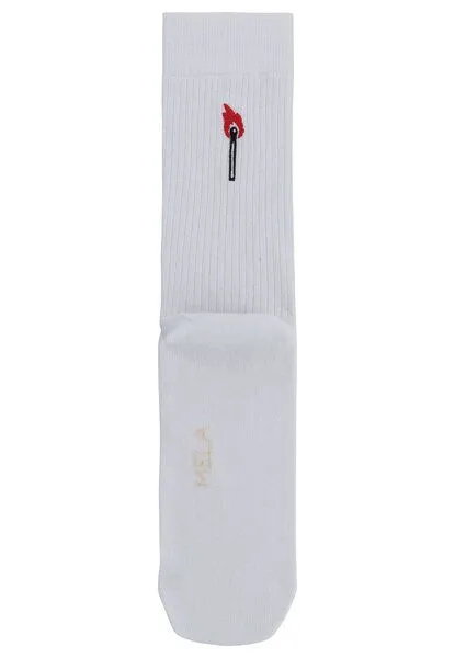 MELA MELA Gerippte Socken Stickerei 1 Paar aus 100% Bio-Baumwolle, Weiss / match, – Produktbild 4 von 5