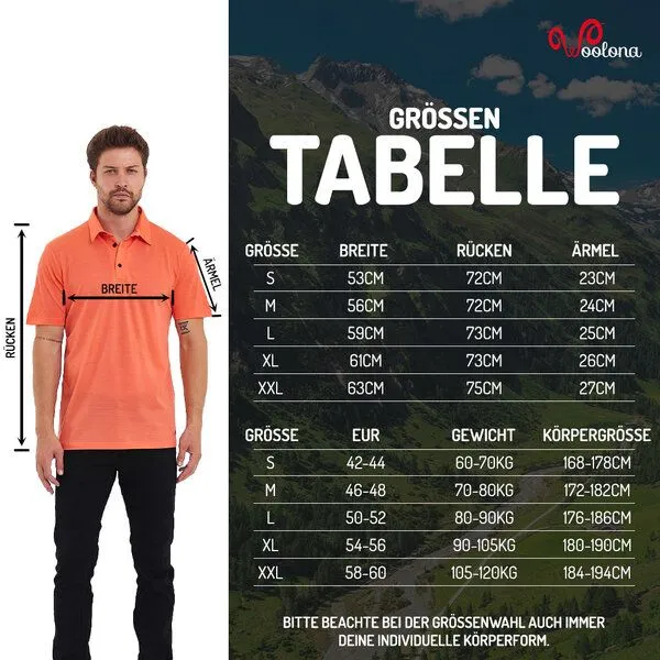 Woolona Woolona Merino Casual Herren Polo-Shirt - 100% Merinowolle, Grün, – Produktbild 2 von 4