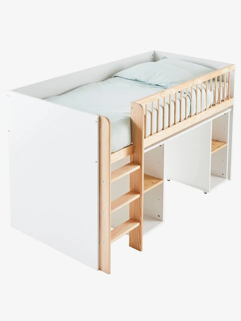 Vertbaudet Kinderbett GECKO mit Schreibtisch Kombi-Hochbett 90x190 cm, Weiß, – Produktbild 2 von 4