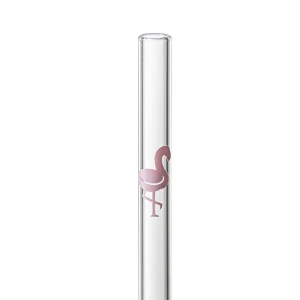 Contento Contento Glastrinkhalm 21 cm, 4 Stück, Flamingo, mit Bürste – Produktbild 2 von 4