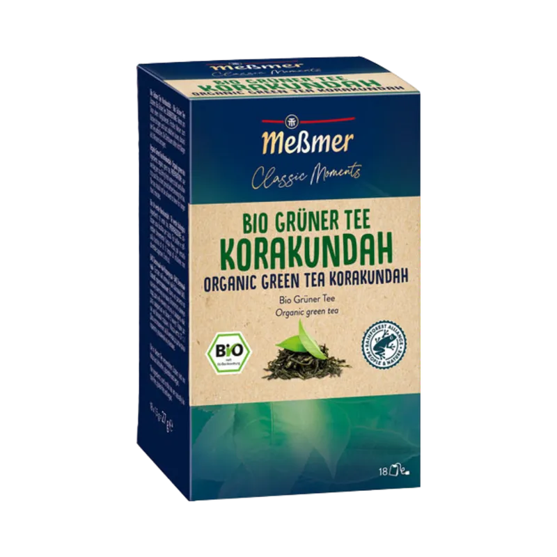 Meßmer Meßmer Classic Moments Bio Grüner Tee Korakundah, Teebeutel im Kuvert, 2. Entnahmefach/displaytauglich, 27g – Produktbild 1 von 2