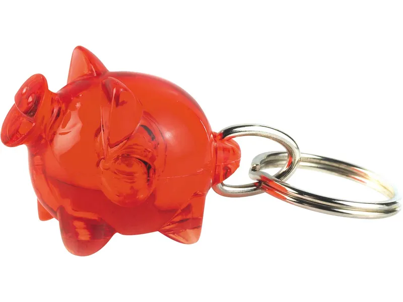 Schlüsselanhänger "Small Happy" inkl. 1-farbigem Aufdruck, Rot transparent, – Produktbild 1 von 1