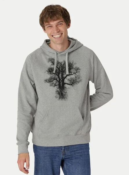 Peaces.bio - handbedruckte Biomode Peaces.bio - handbedruckte Biomode Bio-Herren-Kapuzensweater Chestnut, Hellgrau, – Produktbild 1 von 4
