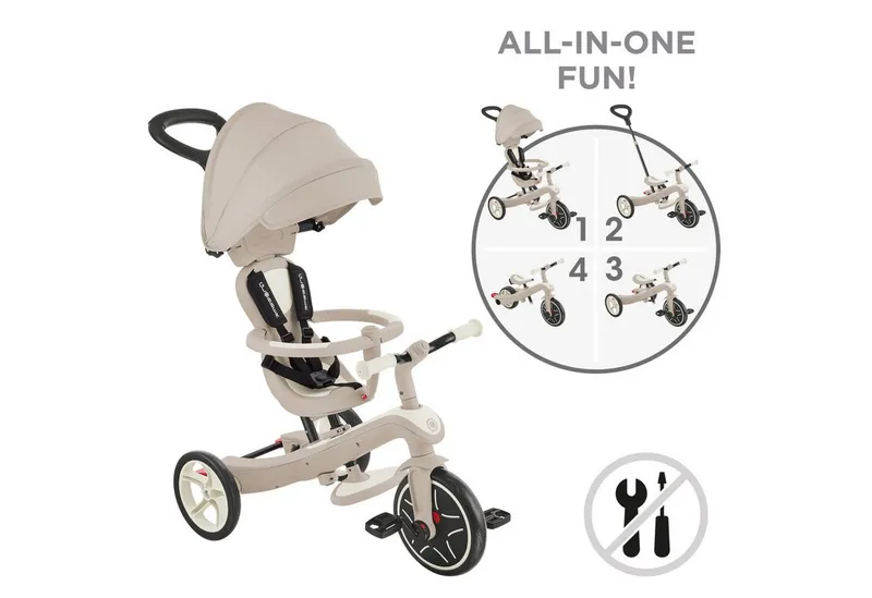 Globber Globber Dreirad 637-566 GLOBBER EXPLORER TRIKE 4in1 ECO kokos weiß – Produktbild 2 von 7