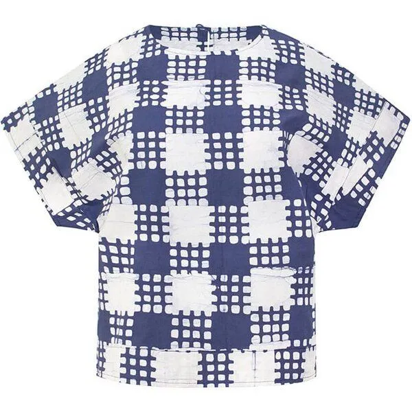 Global Mamas Global Mamas Bio Bluse - CREW - Adobe, Gingham navy (blau), – Produktbild 1 von 3