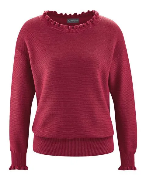 HempAge HempAge Edler Strickpullover Hanf/Biobaumwolle, Cuvee(rot), – Produktbild 1 von 3