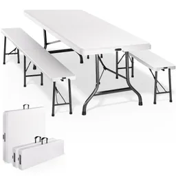 Casaria® Bierzeltgarnitur 3-tlg Kunststoff Weiß 183cm – Produktbild 1 von 1