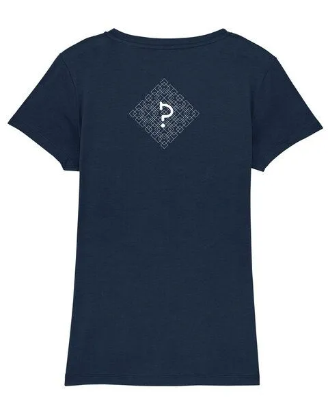 Human Family Human Family Bio Damen T-Shirt mit V-Ausschnitt "Evolution - Geo Questionmark", Navy, – Produktbild 3 von 3