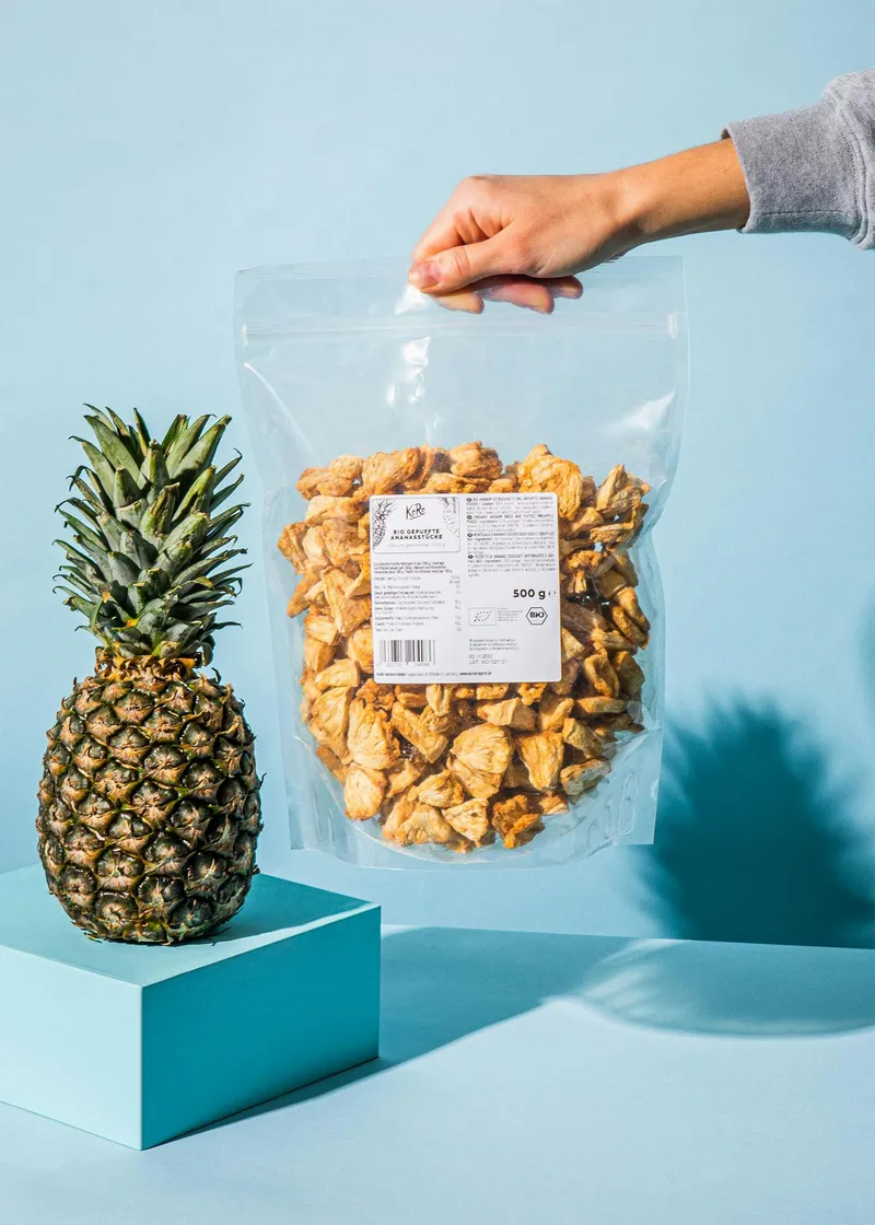 KoRo Gepuffte Bio Ananasstücke 500 g – Produktbild 5 von 5