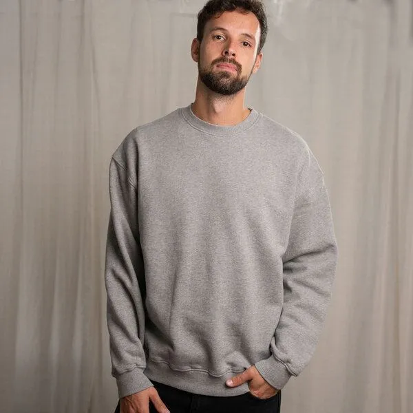 Vresh Clothing Vresh Clothing Viliz - Unisex Oversized Sweater aus Biobaumwolle, Hellgrau-meliert, – Produktbild 2 von 4