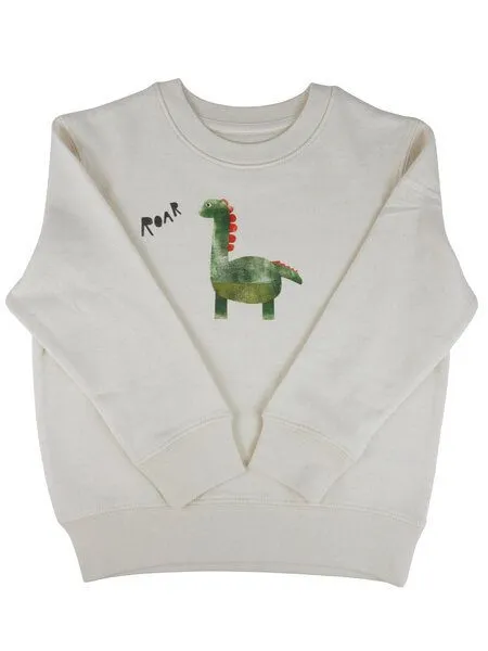 MelaDi Meladi Kinder Sweater aus Biobaumwolle - Dino auf Natural Raw, Natural white, – Produktbild 3 von 5