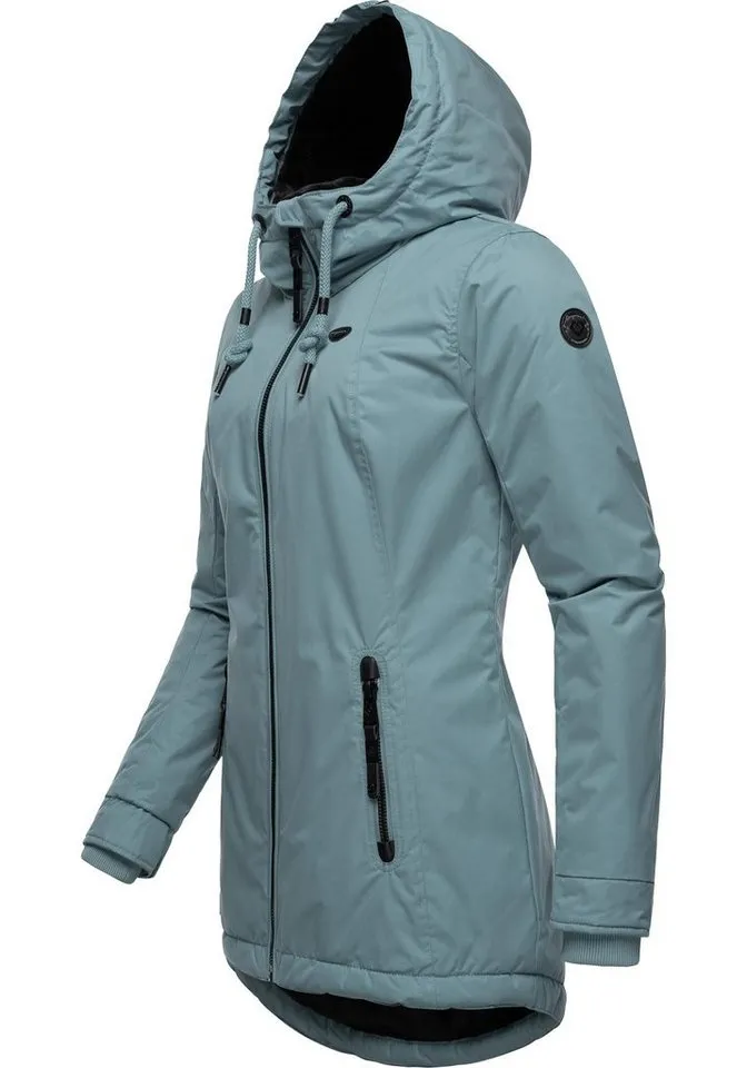 ragwear ragwear Winterjacke Zuzka Winter Wasserdichter Winterparka mit Teddyfleece Innenfutter, Blau|grau, – Produktbild 3 von 4