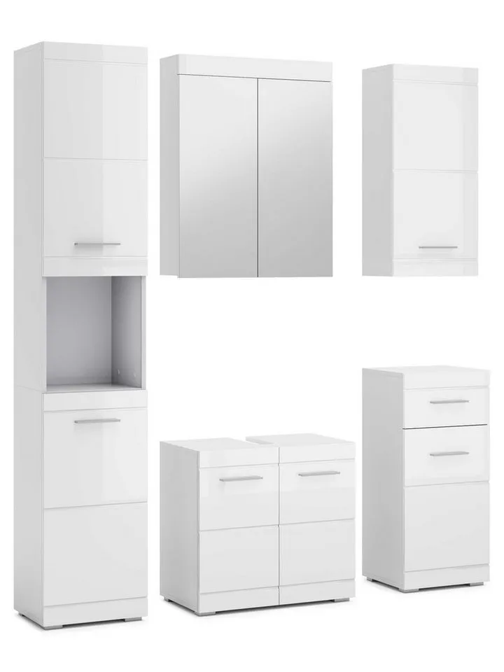 OTTO home Badmöbel-Set Föhr, (Set, 5-St), mit eleganten Hochglanzfronten, FSC® zertifiziert, Weiß, – Produktbild 2 von 5