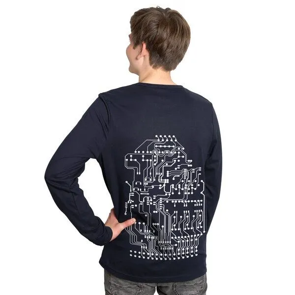 HANDGEDRUCKT HANDGEDRUCKT "Vernetzt" Männer Longsleeve, Navy, – Produktbild 3 von 4