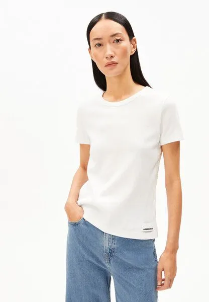 ARMEDANGELS ARMEDANGELS KARDAA Damen Ripp-T-Shirt aus Bio-Baumwoll Mix, White, – Produktbild 1 von 4