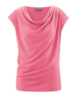 HempAge Hempage Damen vegan Top Mit Wasserfall Ausschnitt Hibiskusrosa – Produktbild 1 von 1