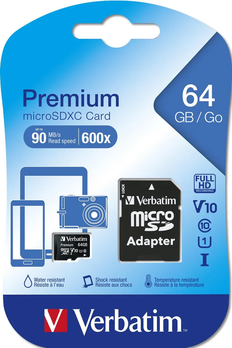 Verbatim Verbatim Micro SDXC-Speicherkarte, 64 GB, Class 10 mit SD-Adapter – Produktbild 5 von 5