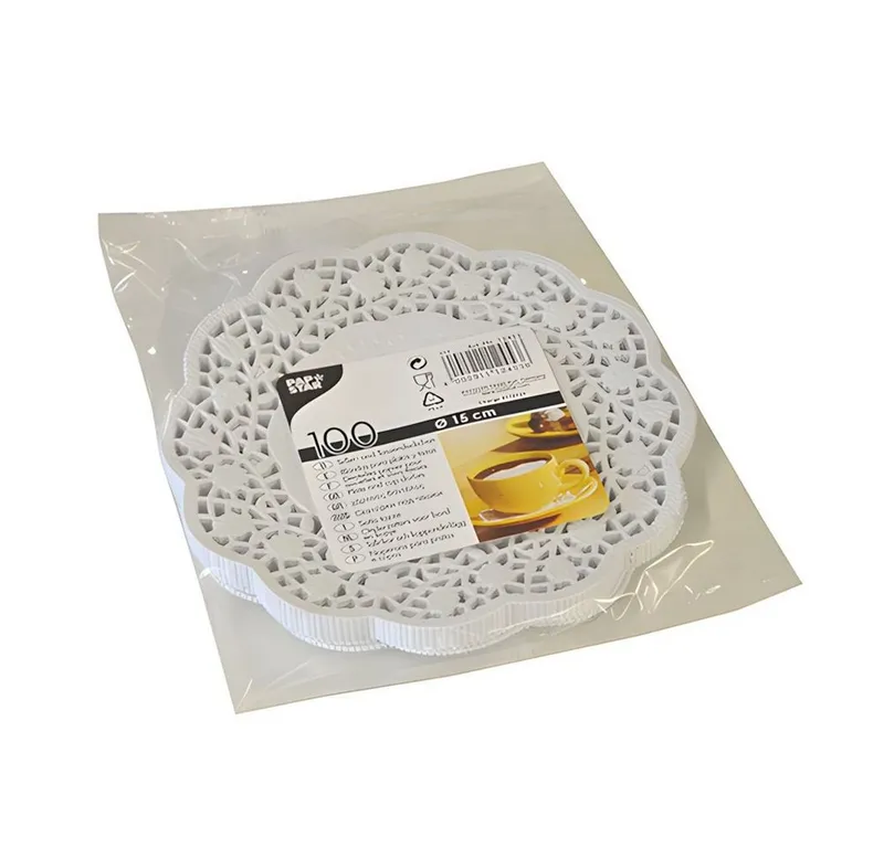 PAPSTAR PAPSTAR Einwegteller Teller- und Tassendeckchen rund Ø 15 cm weiss 100 Stk, Weiß, – Produktbild 2 von 2
