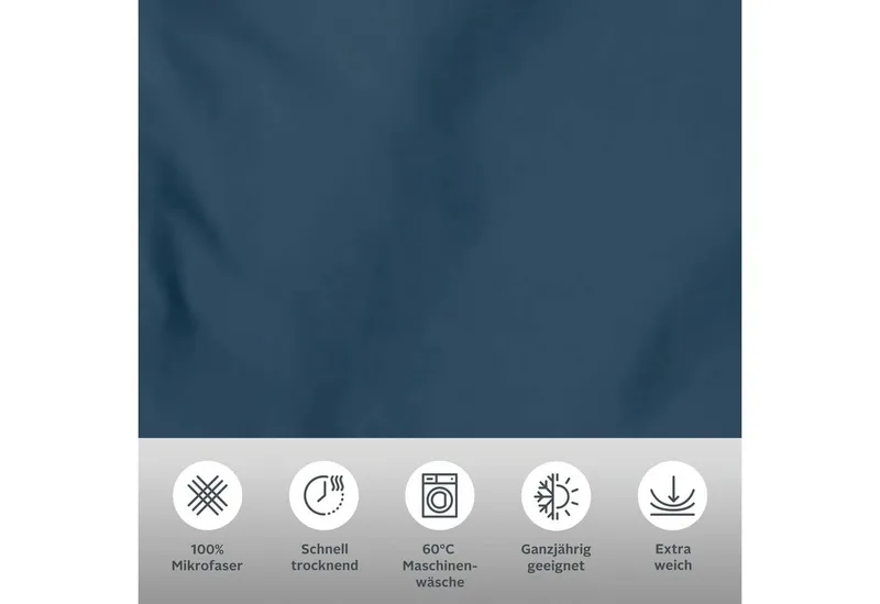 OTTO home Bettwäsche Desner 100% Microfaser, extra weich, allergikerfreundlich, Microfaser, 2 teilig, Premium Qualität, uni, schnell trocknend, pflegeleicht, ab 135x200 cm, Blau, – Produktbild 3 von 6