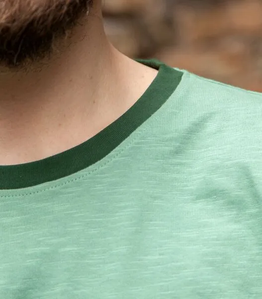 päfjes päfjes Basic Ringer Unisex T-Shirt - Fair gehandelt aus Baumwolle Slub - Bio, Grün, – Produktbild 4 von 4