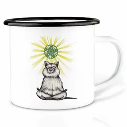 LIGARTI Emailletasse »Yogibär« von LIGARTI | 300 oder 500 ml | handveredelt in Deutschland | Cup, Kaffeetasse, Emaillebecher, Camping Becher – Produktbild 1 von 1