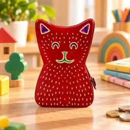 Janselo Katze Kinder-Spardose aus Shanti-Leder in Rot – Produktbild 1 von 1