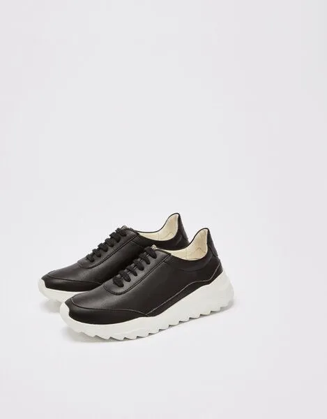 NINE TO FIVE NINE TO FIVE #florida - veganer Runner, minimalistischer Damen Sneaker, Black micro, – Produktbild 3 von 4