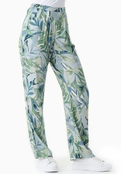 ORGANICATION ORGANICATION Hose aus LENZING ECOVERO mit Blattmuster, Grün(abstract leaf), – Produktbild 3 von 4