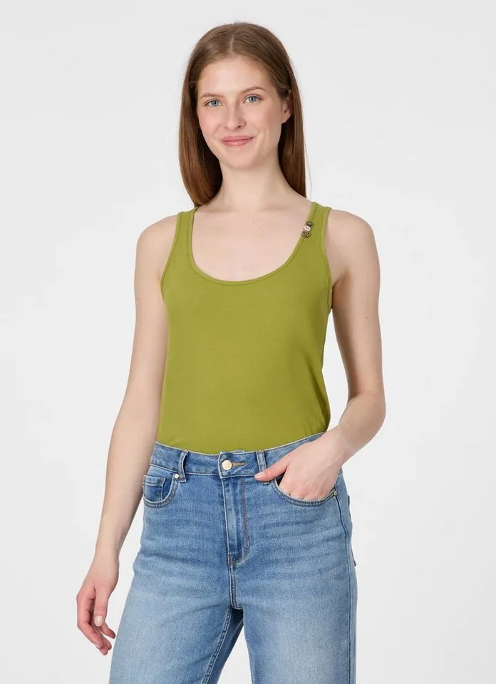 ragwear ragwear Tanktop FLLOUKIA GOTS mit markentypischen 3-Knöpfen am Rundhals-Ausschnitt, Grün, – Produktbild 1 von 3