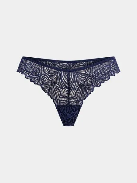 erlich textil erlich textil Fluid Lace Brazil String mit Spitze aus recyceltem Polyamid, Mitternachtblau, – Produktbild 7 von 7