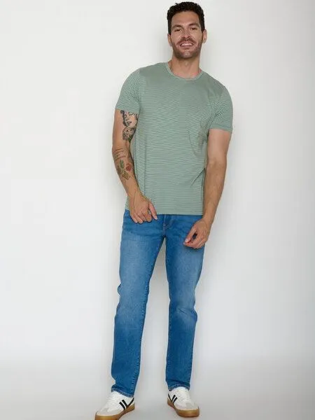 GreenBomb GREENBOMB Basic Spice - Sportliches T-Shirt aus Bio-Baumwolle / GOTS / Fair & Vegan, Grün (bamboo stripes), – Produktbild 3 von 4