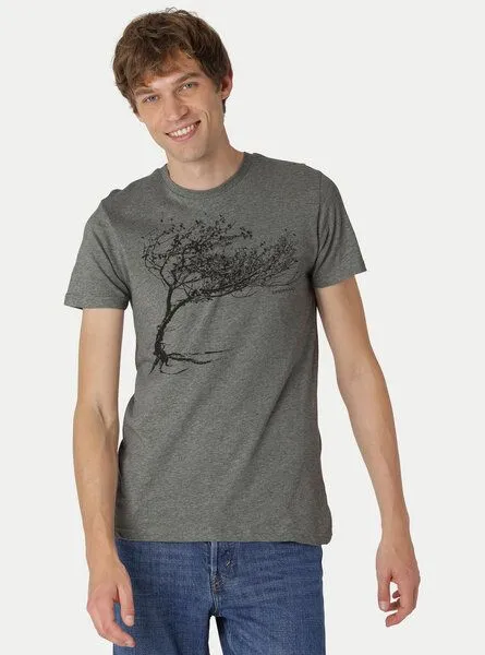 Peaces.bio - handbedruckte Biomode Peaces.bio - handbedruckte Biomode Bio-Herren-T-Shirt "Windy Tree", Grau, – Produktbild 2 von 2