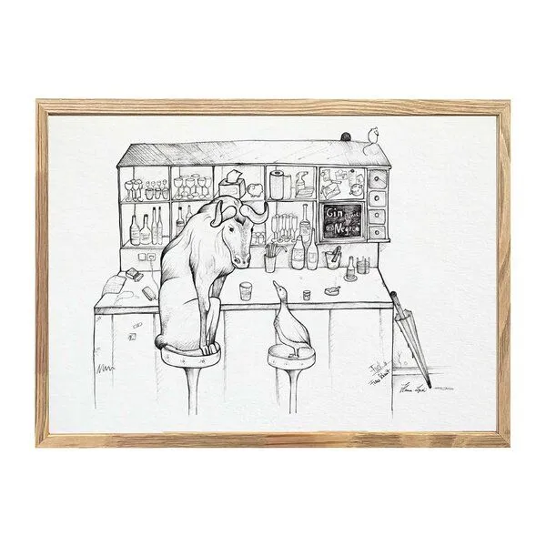 LIGARTI Kunstdruck »Kneipenphilosophie (Gnu & Gans)« von LIGARTI | A4, A3 oder A2 | Wandbild | Poster | Kunst – Produktbild 1 von 3